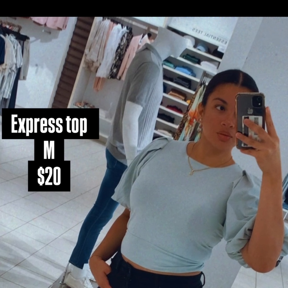 Light Blue Puff Sleeve Top